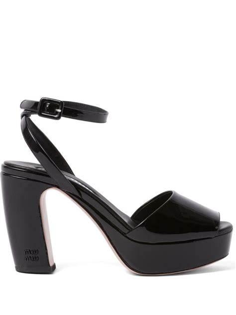 miu miu patent leather platform sandals|Black Patent Leather Platform Sandals .